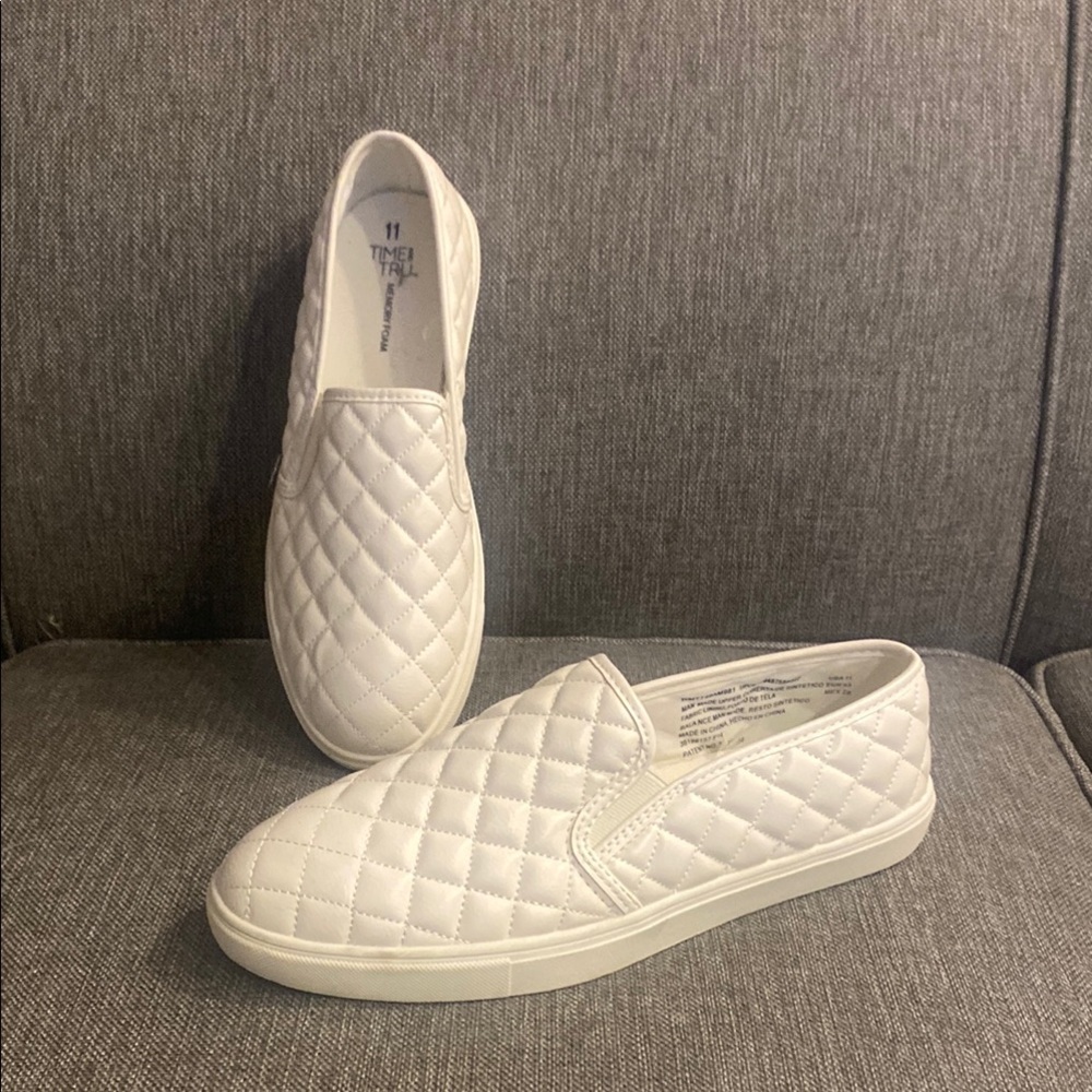 White Quilted Slip-On Sneakers